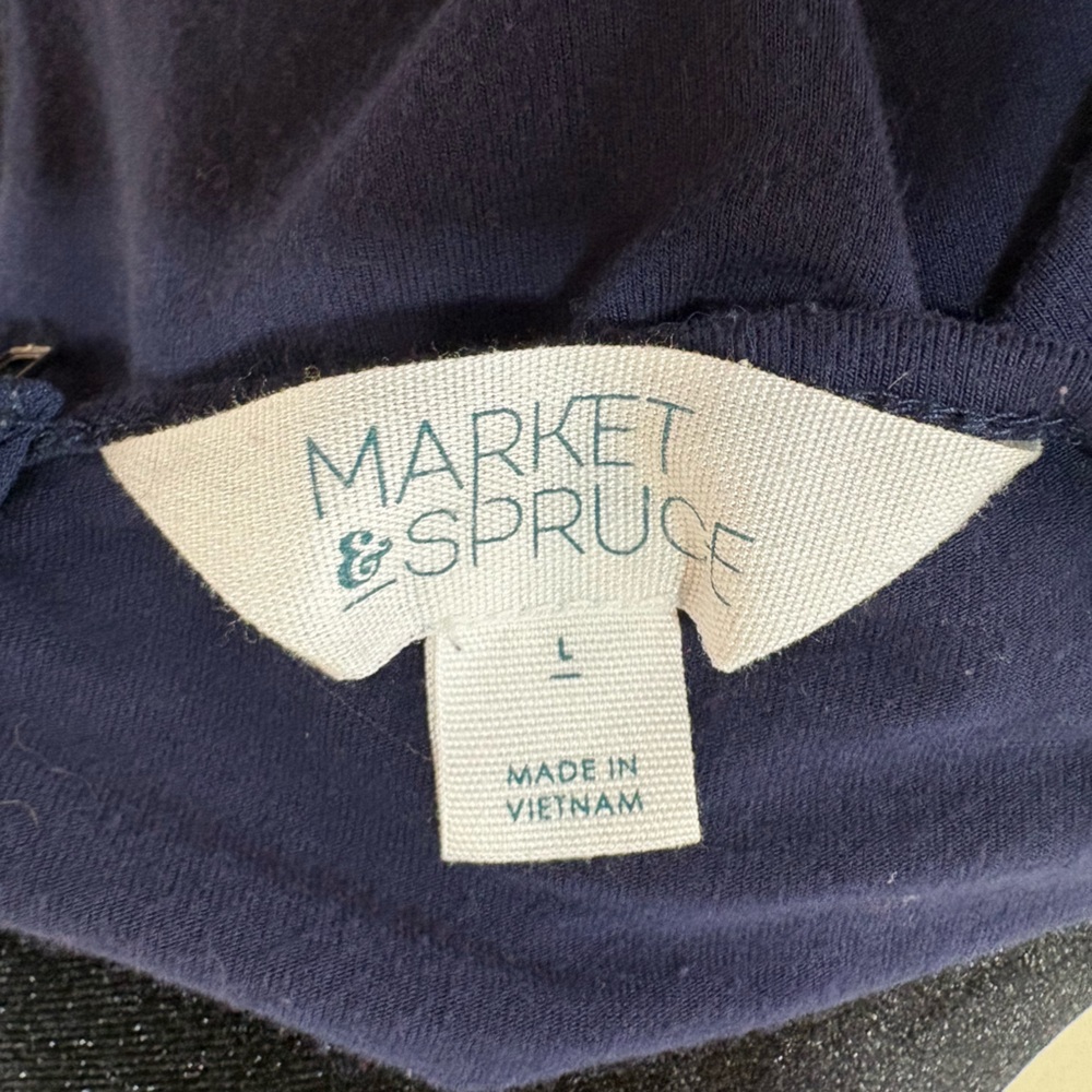 Market & Spruce Short Sleeve Navy Top - Picture 5 of 5